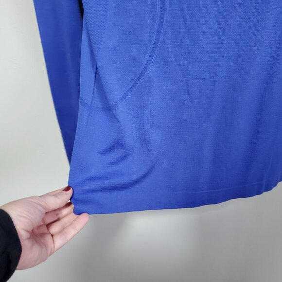 LULULEMON Swiftly Tech Hooded 1/2 Zip LS Top Shirt Stretch Moroccan Blue Women 8 - Picture 6 of 11